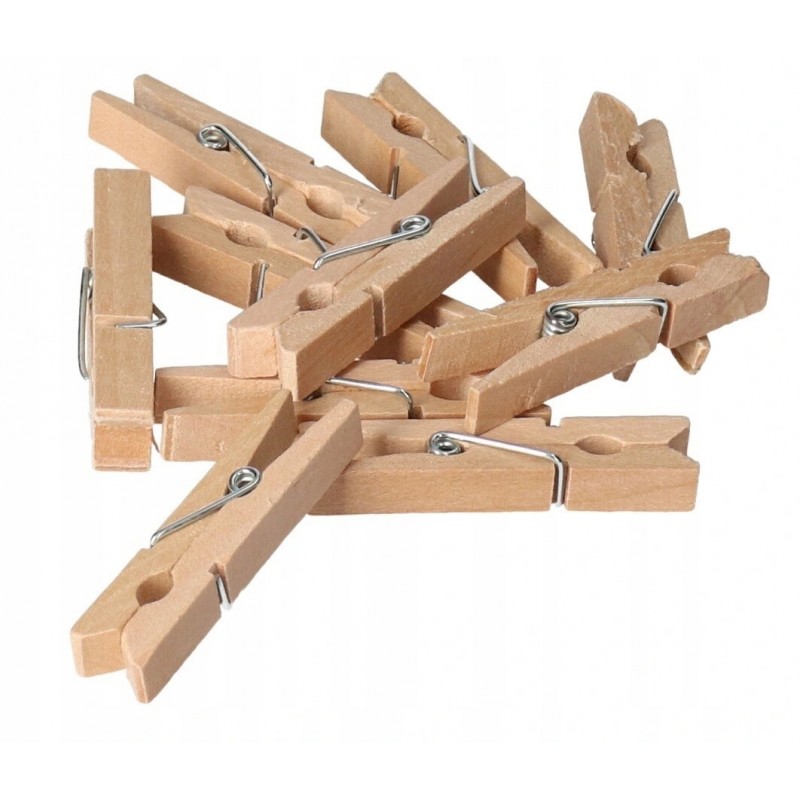 KLAMERKI DREWNIANE NATURALNE 10SZT 4,5CM SPINACZE