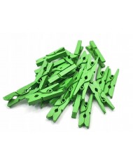 KLAMERKI DREWNIANE MINI SPINACZE 24SZT 3CM ZIELONE