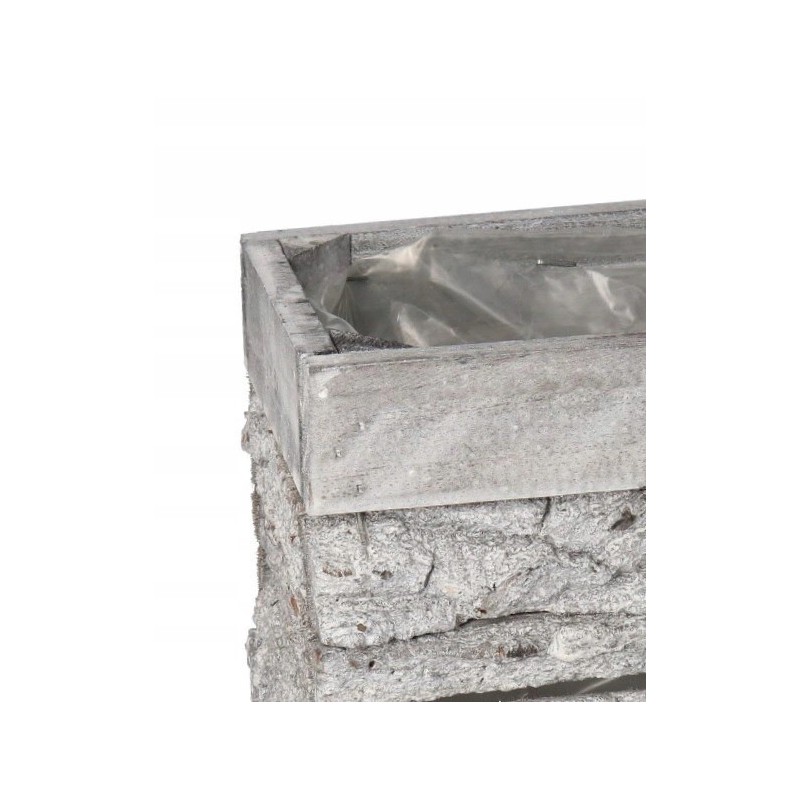 DONICZKA OSŁONKA DREWNIANA KORYTKO KORA SZARA 20CM