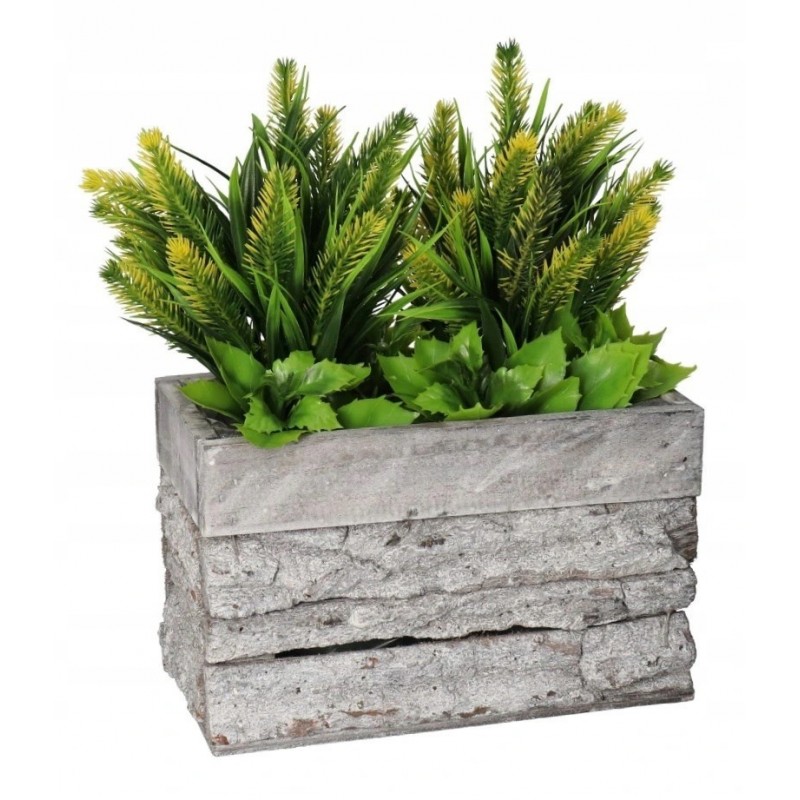 DONICZKA OSŁONKA DREWNIANA KORYTKO KORA SZARA 20CM