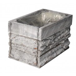 DONICZKA OSŁONKA DREWNIANA KORYTKO KORA SZARA 20CM