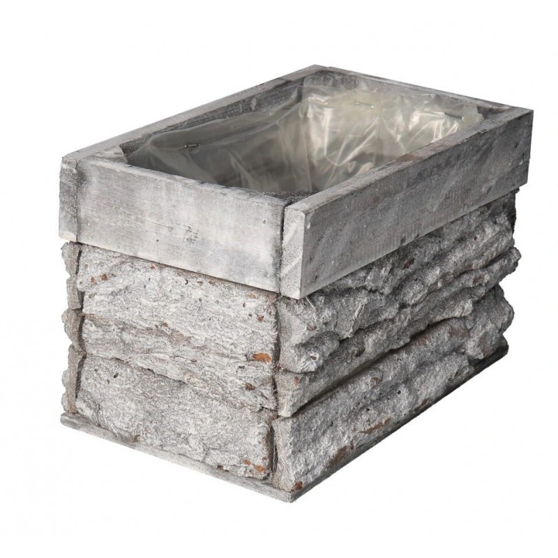 DONICZKA OSŁONKA DREWNIANA KORYTKO KORA SZARA 20CM