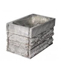 DONICZKA OSŁONKA DREWNIANA KORYTKO KORA SZARA 20CM