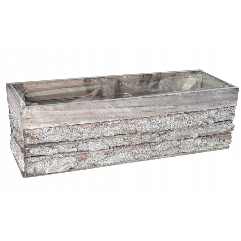 DONICZKA OSŁONKA DREWNIANA DUŻA KORYTKO KORA 40 CM SZARA