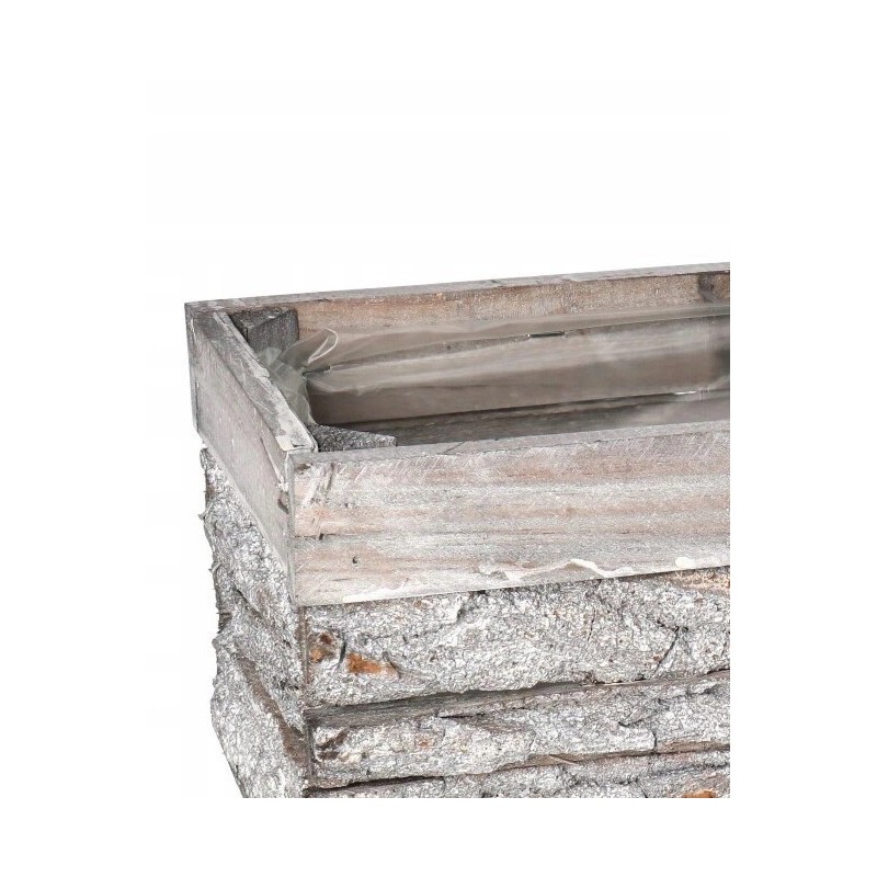 DONICZKA OSŁONKA DREWNIANA DUŻA KORYTKO KORA 40 CM SZARA