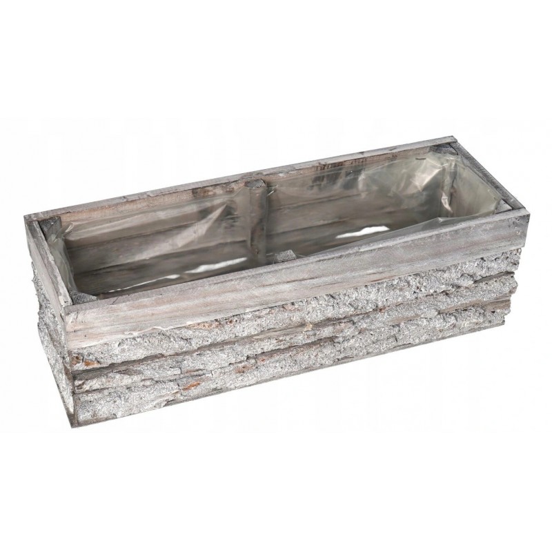 DONICZKA OSŁONKA DREWNIANA DUŻA KORYTKO KORA 40 CM SZARA