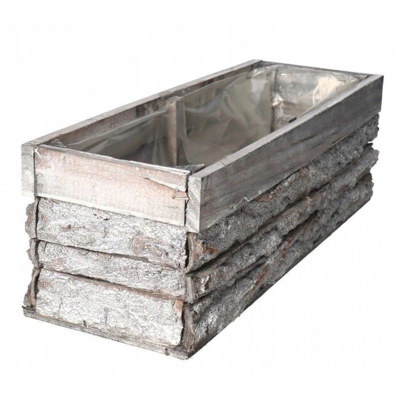 DONICZKA OSŁONKA DREWNIANA DUŻA KORYTKO KORA 40 CM SZARA