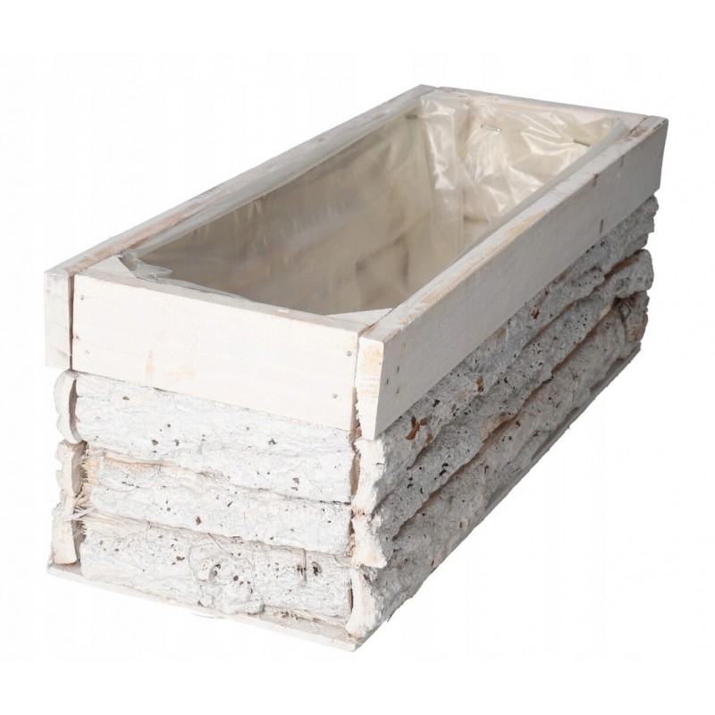 DONICZKA OSŁONKA DREWNIANA BIAŁA KORYTKO KORA 40CM