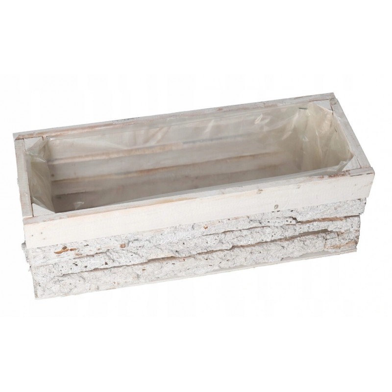 DONICZKA OSŁONKA DREWNIANA KORYTKO KORA 30 CM BIAŁA