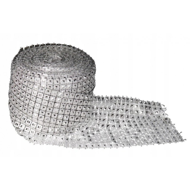 TAŚMA CYRKONIE PAS DIAMENTOWY 9,1M X10CM SREBRNA