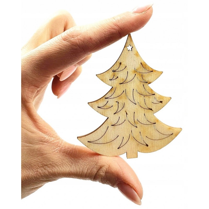 CHOINKA DREWNIANA ZAWIESZKA ŚWIĄTECZNA 7,1CM 1SZT