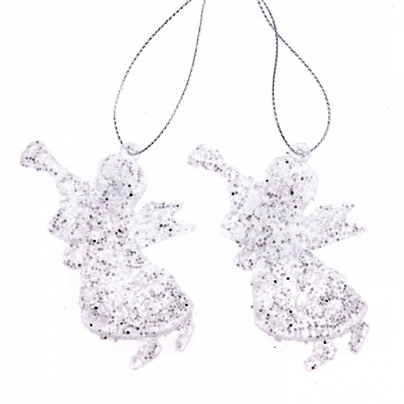 ANIOŁ ANIOŁEK AKRYLOWY BROKACONY 2SZT ZAWIESZKA