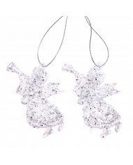 ANIOŁ ANIOŁEK AKRYLOWY BROKACONY 2SZT ZAWIESZKA