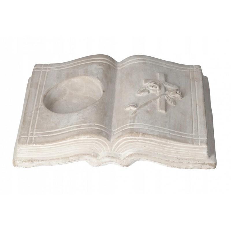 KSIĘGA NA GRÓB Z KAMIENIA ŚWIECZNIK 24 CM OZDOBA