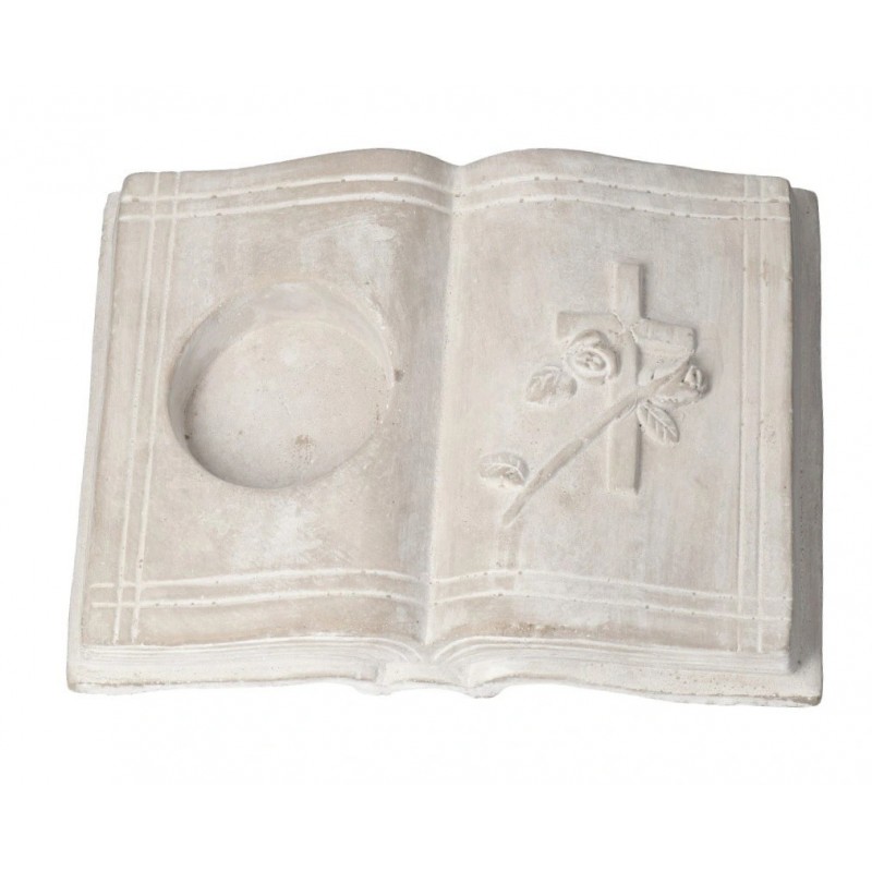 KSIĘGA NA GRÓB Z KAMIENIA ŚWIECZNIK 24 CM OZDOBA