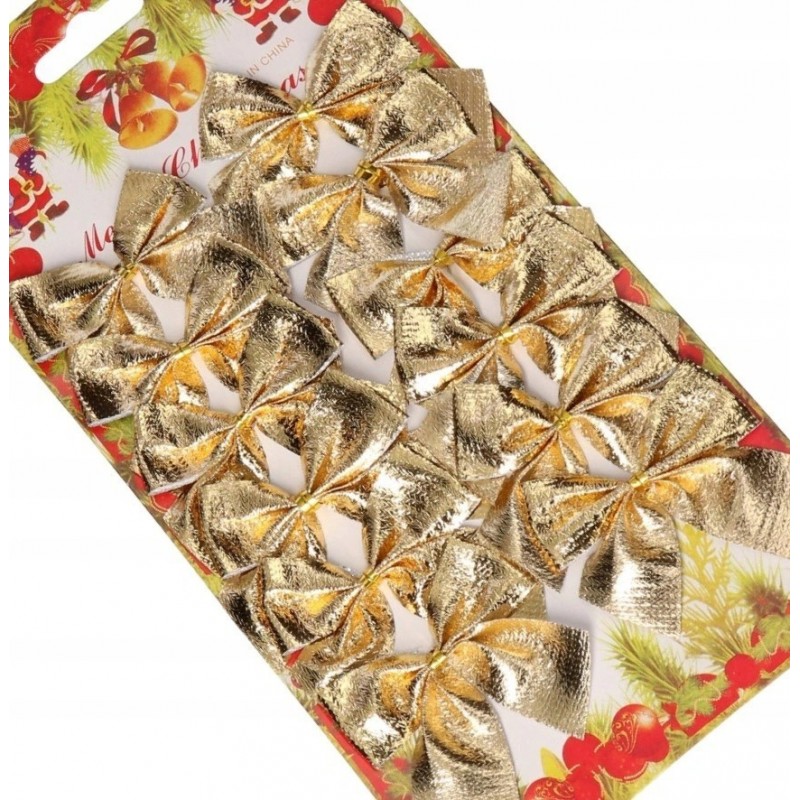 KOKARDKI KOKARDY NA CHOINKĘ STROIK12SZT BŁYSZCZĄCE