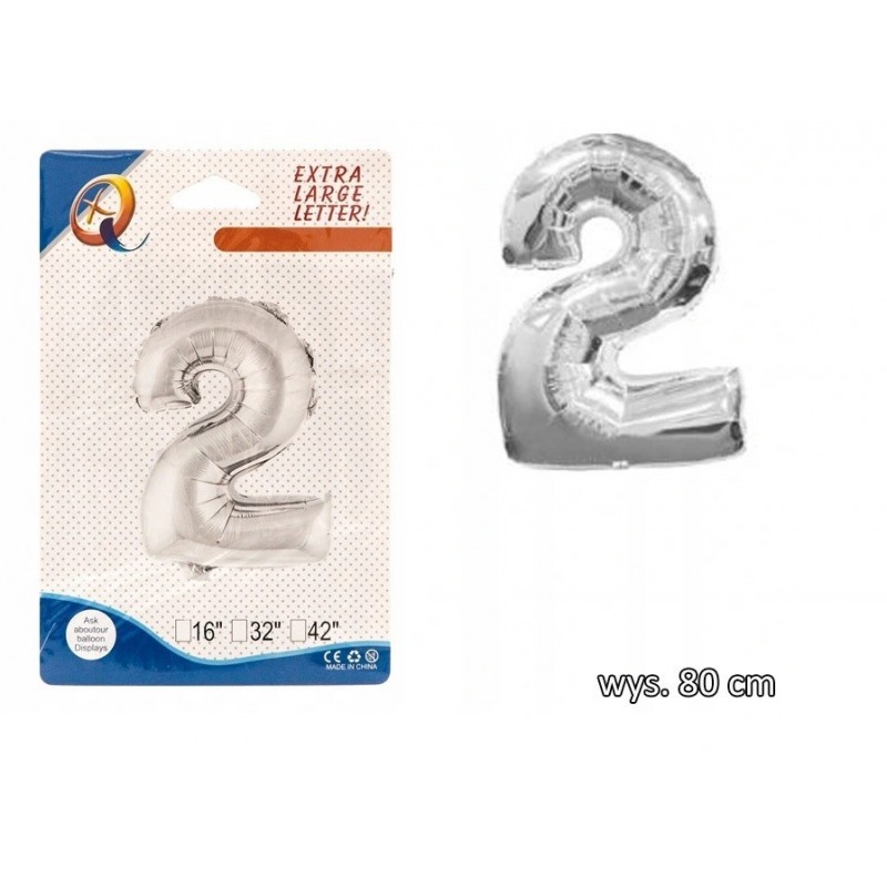 BALONY FOLIOWE CYFERKI BALON FOLIOWY CYFRA 2 80CM