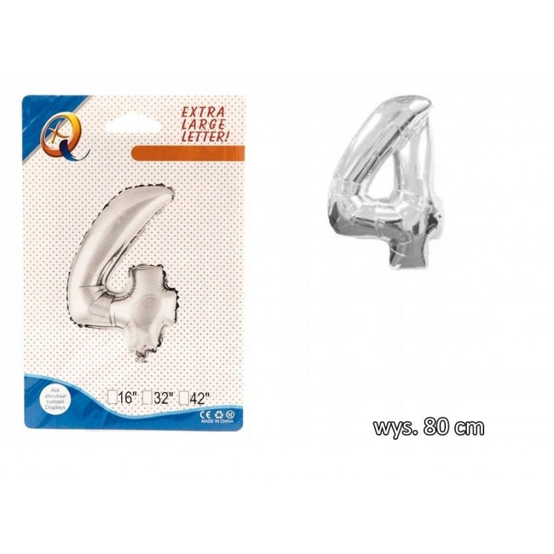 BALONY FOLIOWE CYFERKI BALON FOLIOWY CYFRA 4 80CM