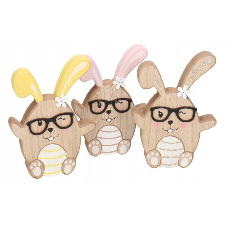 ZAJĄC ZAJĄCZEK WIELKANOCNY DREWNIANY FIGURKA 12 CM