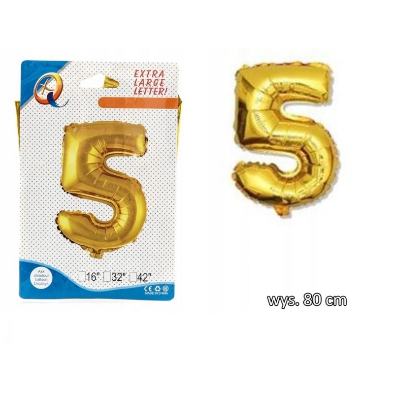 BALONY FOLIOWE CYFERKI BALON FOLIOWY CYFRA 5 80CM