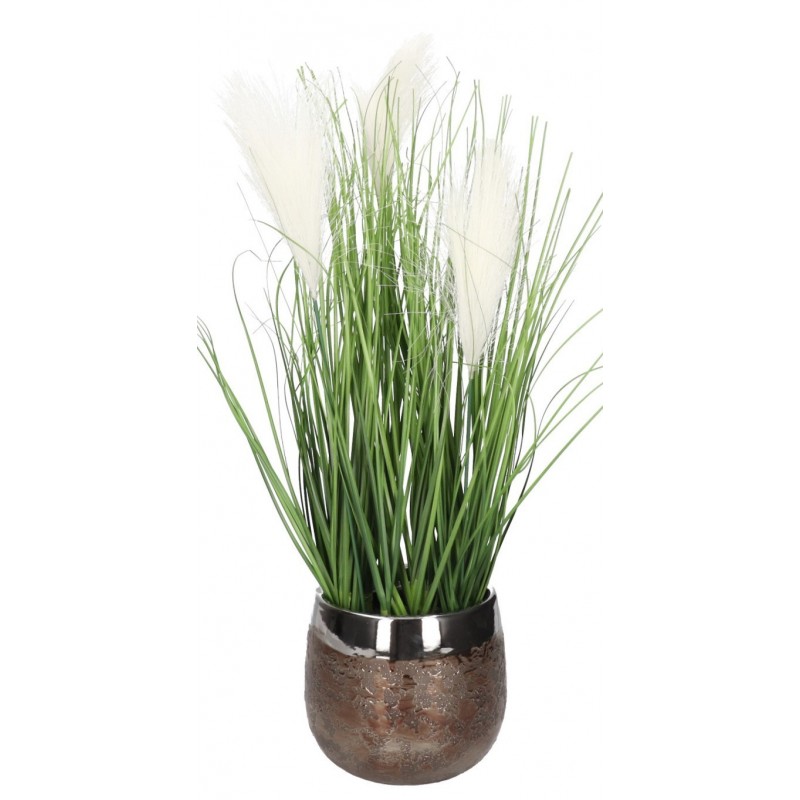 TRAWA SZTUCZNA PAMPASOWA ROŚLINA W DONICZCE SZTUCZNE KWIATY 44CM