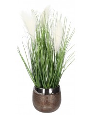TRAWA SZTUCZNA PAMPASOWA ROŚLINA W DONICZCE SZTUCZNE KWIATY 44CM