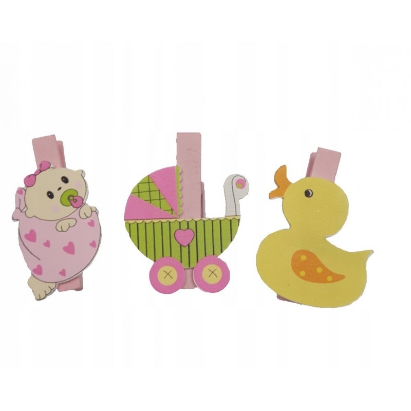 KLAMERKA KLAMERKI DZIECIĘCE 6SZT 4,4CM URODZINY