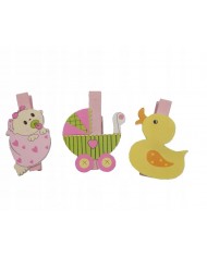 KLAMERKA KLAMERKI DZIECIĘCE 6SZT 4,4CM URODZINY