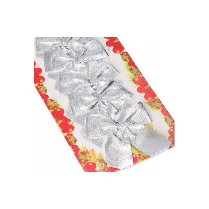 KOKARDKI KOKARDY NA CHOINKĘ STROIK 6SZT BŁYSZCZĄCE