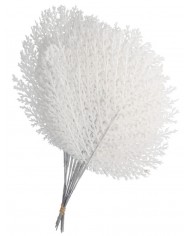 GAŁĄZKA DEKORACYJNA BIAŁA LIŚCIE Z BROKATEM 28CM