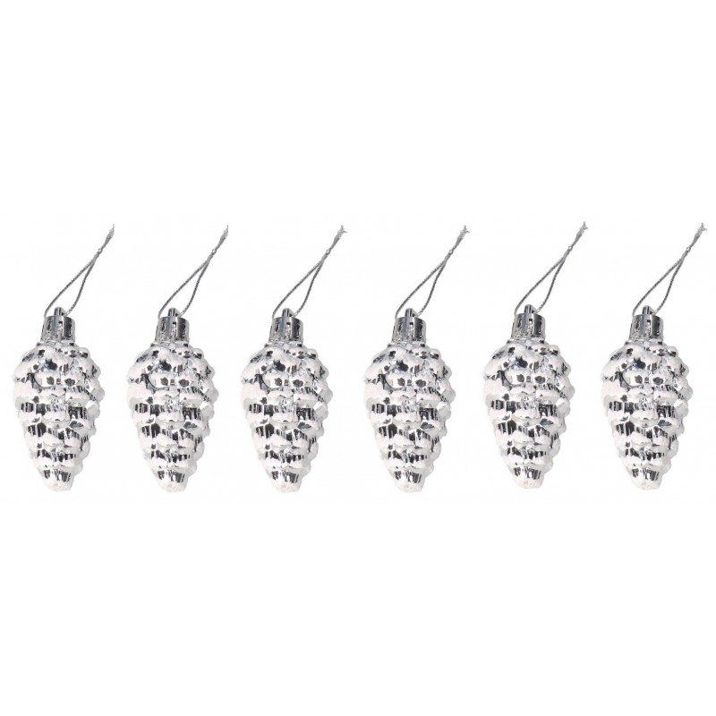 BOMBKI PLASTIKOWE NA CHOINKĘ STROIK SZYSZKI 6SZT