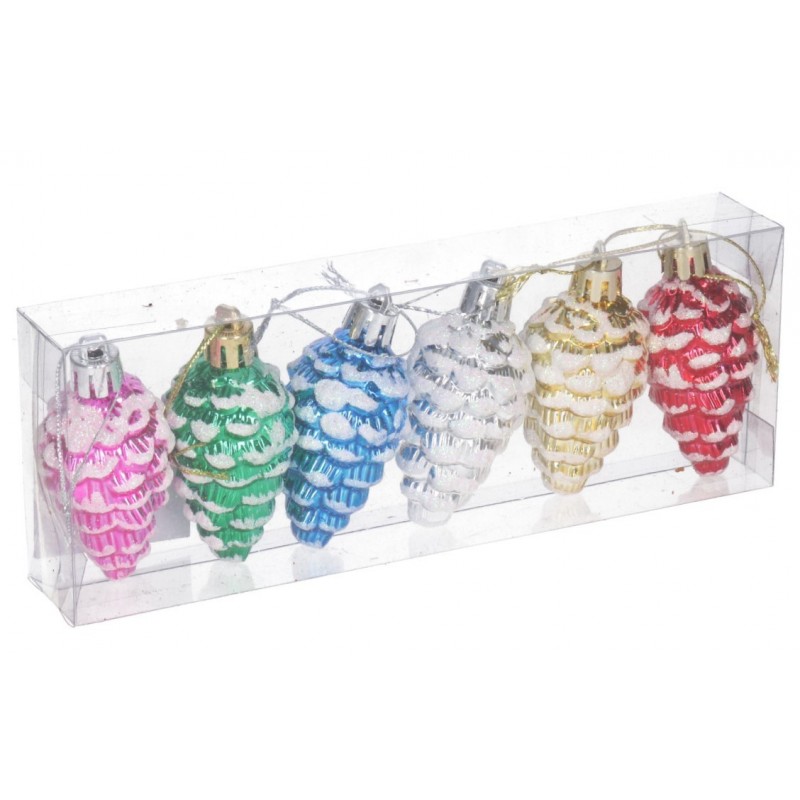 BOMBKI PLASTIKOWE NA CHOINKĘ STROIK SZYSZKI 6SZT