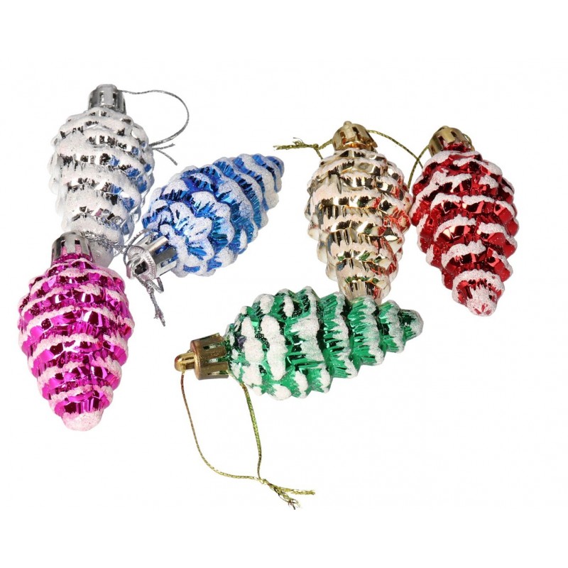 BOMBKI PLASTIKOWE NA CHOINKĘ STROIK SZYSZKI 6SZT