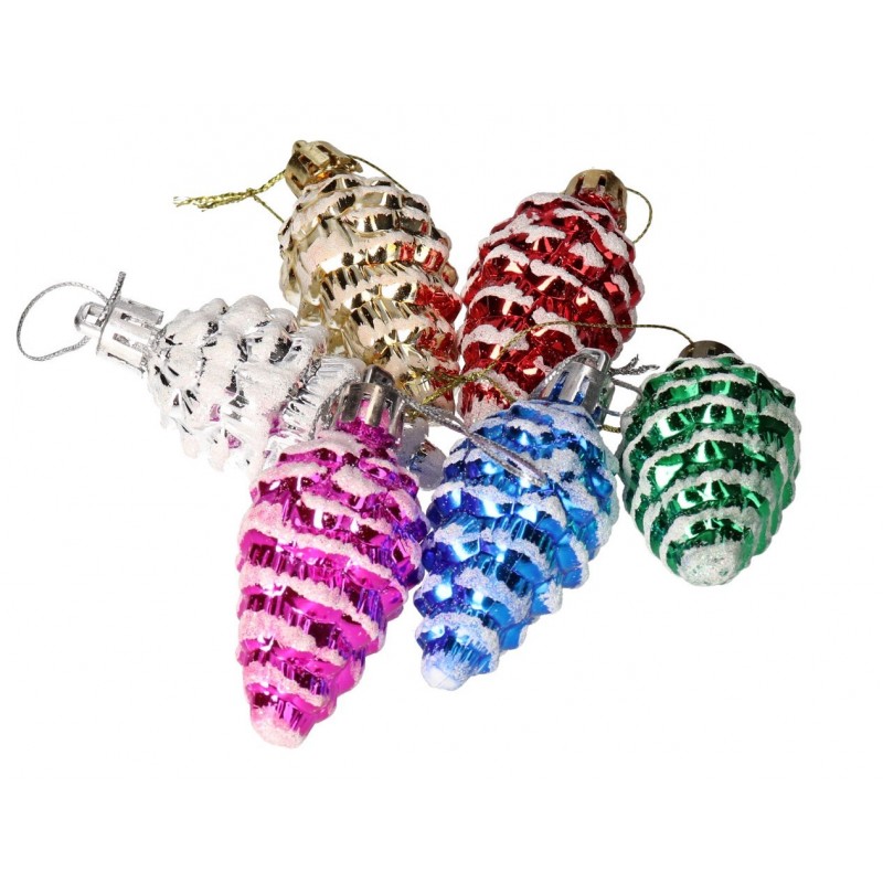 BOMBKI PLASTIKOWE NA CHOINKĘ STROIK SZYSZKI 6SZT