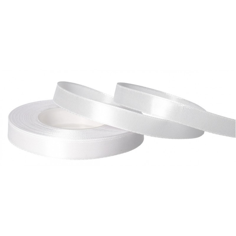 WSTĄŻKA TASIEMKA SATYNOWA BIAŁA 12MM 32M