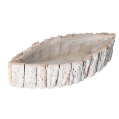 DONICZKA OSŁONKA DREWNIANA BIAŁA KORA KORYTKO 32CM