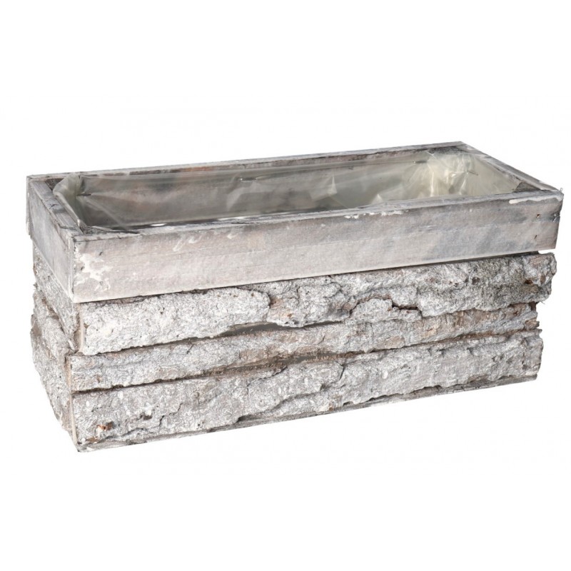 DONICZKA OSŁONKA DREWNIANA KORYTKO KORA 30 CM SZARA