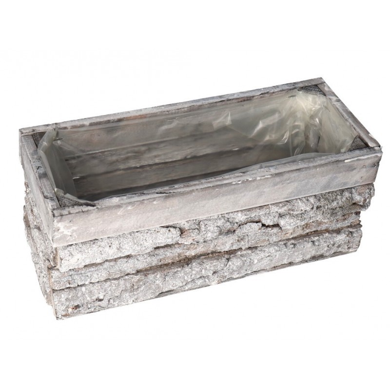 DONICZKA OSŁONKA DREWNIANA KORYTKO KORA 30 CM SZARA