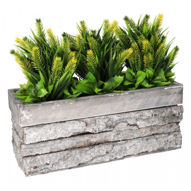 DONICZKA OSŁONKA DREWNIANA KORYTKO KORA 30 CM SZARA