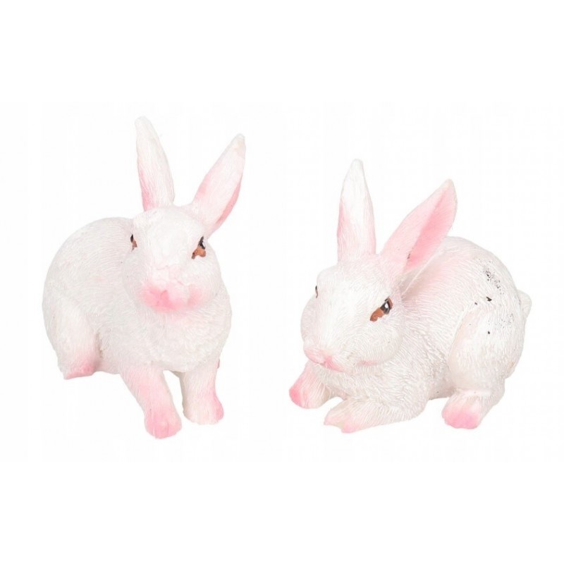 ZAJĄC ZAJĄCZKI WIELKANOCNE 2 SZT FIGURKI+ SIANKO
