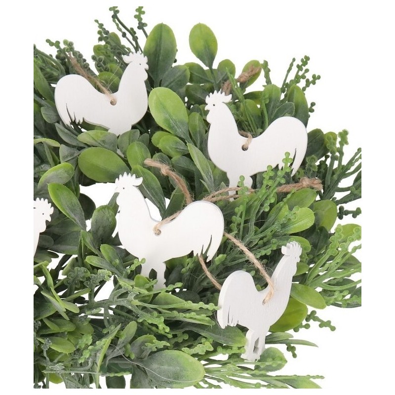 OZDOBY DREWNIANE WIELKANOCNE ZAWIESZKI KOGUT 6SZT