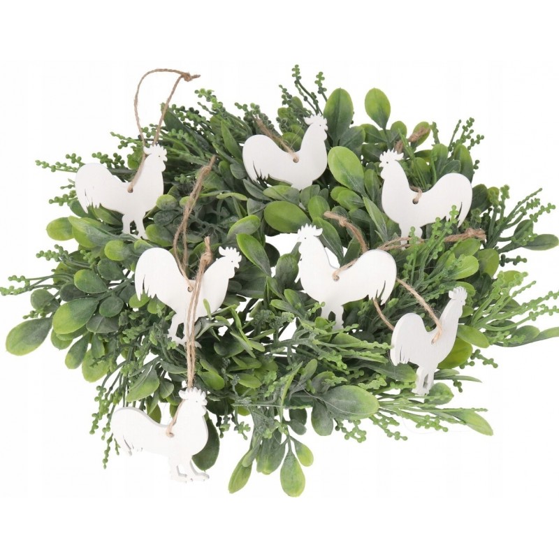 OZDOBY DREWNIANE WIELKANOCNE ZAWIESZKI KOGUT 6SZT