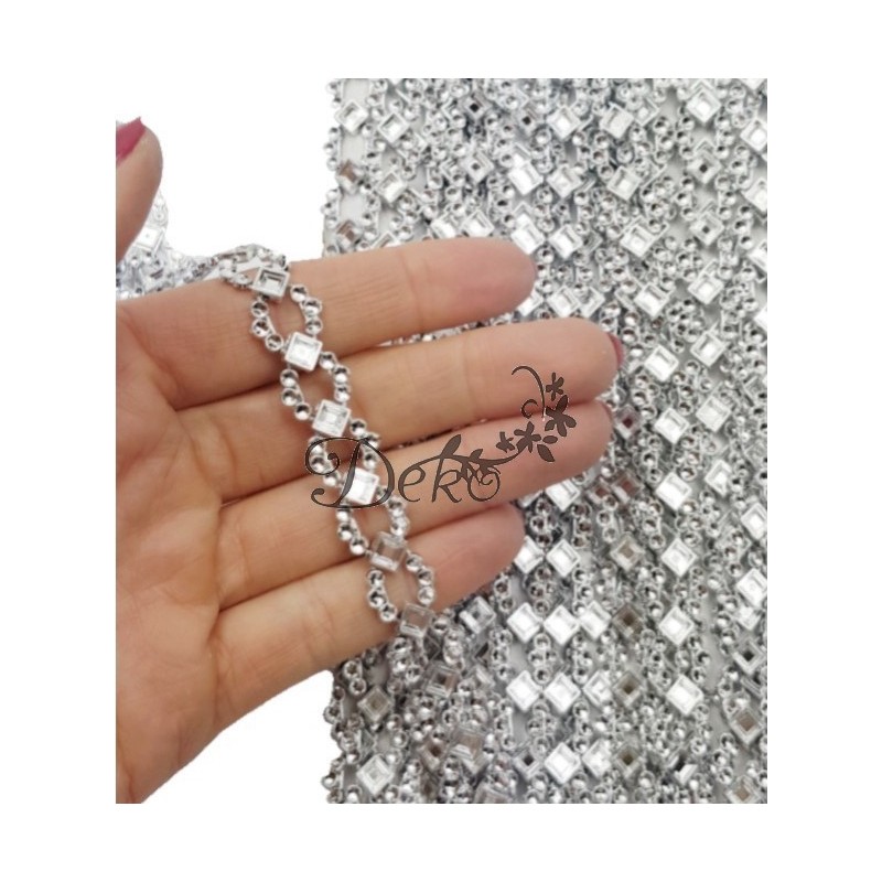 TAŚMA CYRKONIE PAS DIAMENTOWY OZDOBNY 12MM 10YARD