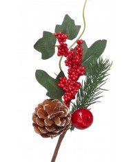 GAŁĄZKA DEKORACYJNA ZŁOTA LIŚCIE Z BROKATEM 44 CM