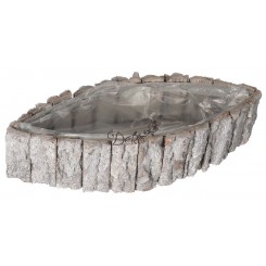 DONICZKA OSŁONKA DREWNIANA SZARA KORA KORYTKO 32CM