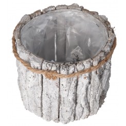 DONICZKA OSŁONKA DREWNIANA KORA SZARA DONICZKI