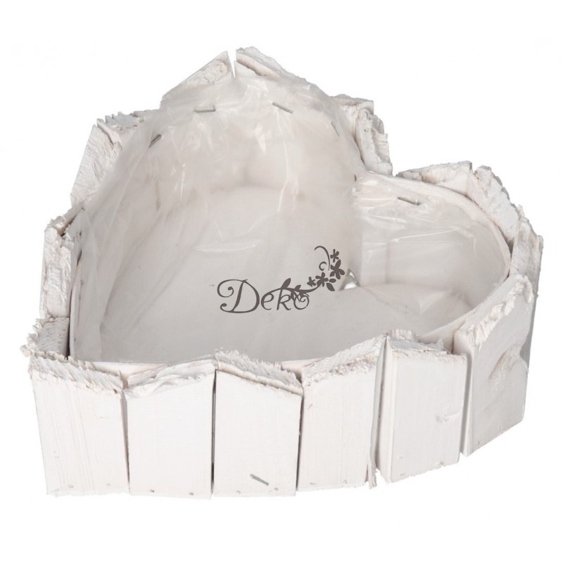 DONICZKA OSŁONKA DREWNIANA SERCE BIAŁA DONICZKI