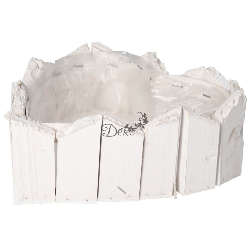 DONICZKA OSŁONKA DREWNIANA SERCE BIAŁA DONICZKI