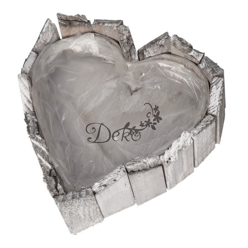 DONICZKA OSŁONKA DREWNIANA SERCE SZARA DONICZKI