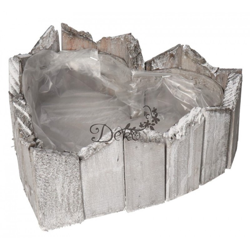 DONICZKA OSŁONKA DREWNIANA SERCE SZARA DONICZKI